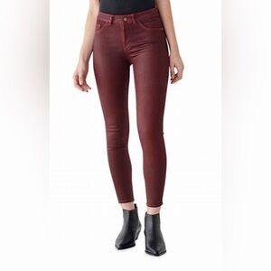 DL1961 Florence Ankle Skinny Merlot Coated Slim Pants ~ Size 26